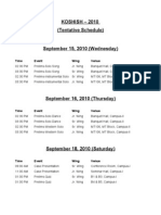 KOSHISH - 2010 (Tentative Schedule) : Time Event Wing Venue