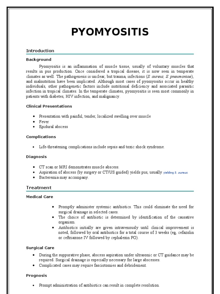 Pyomyositis: Diagnosis and Treatment Guide | PDF | Vertebral Column ...