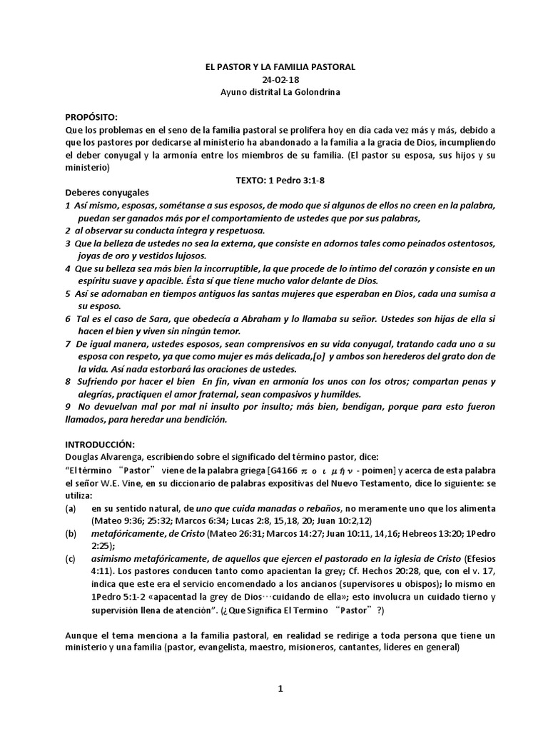 Principios para la Familia Pastoral | PDF | Iglesia Católica | Mujer