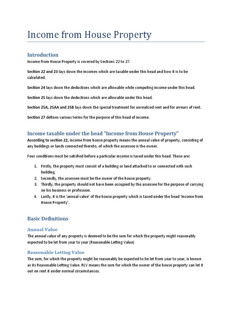 From House Property Annual Value PDF Tax Deduction Renting