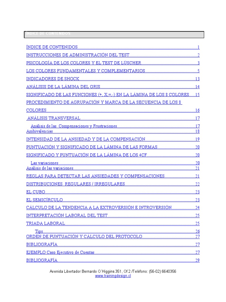 Instrucciones del Test de Lüscher | PDF | Color | Azul