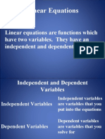 Independent and Dependent Varables for Linear Equations