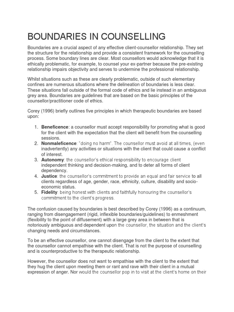 Navigating Boundaries in Counseling | PDF | Sociological Theories ...