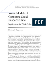 Three Models of Corporate Social Responsibility - Implications For Public Policy