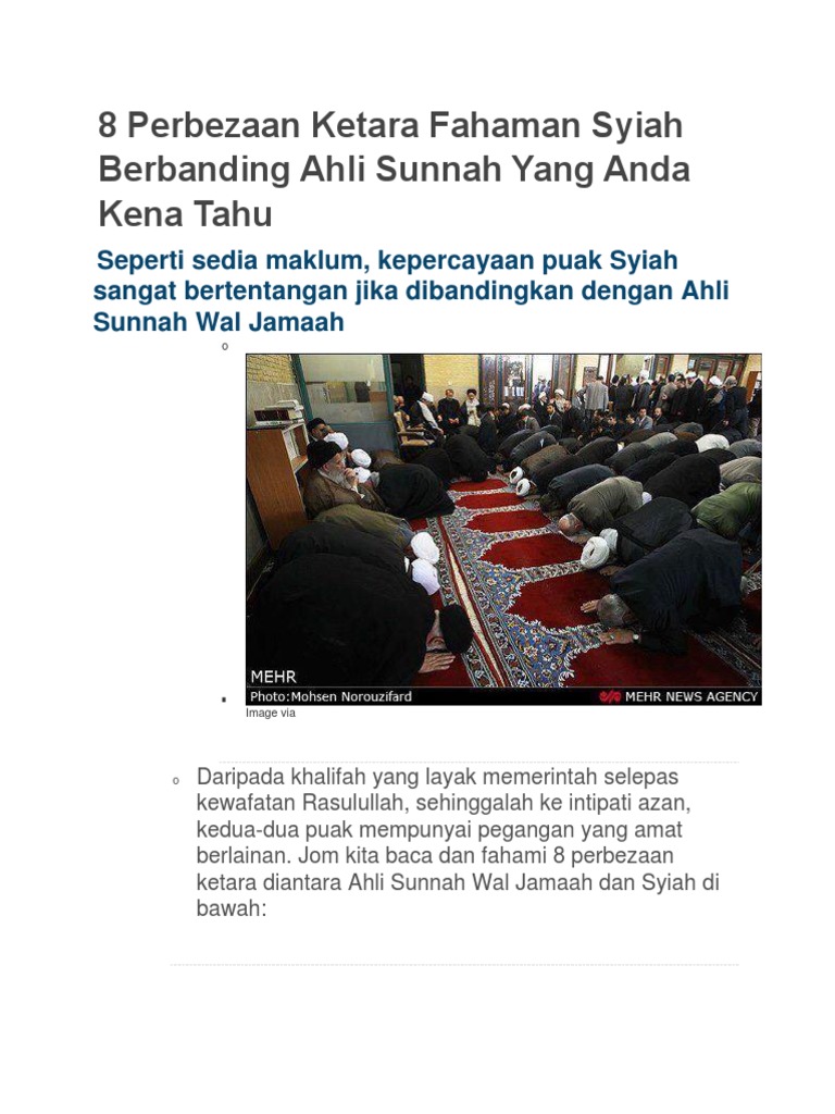 8 Perbezaan Ketara Fahaman Syiah Berbanding Ahli Sunnah Yang Anda Kena Tahu Pdf