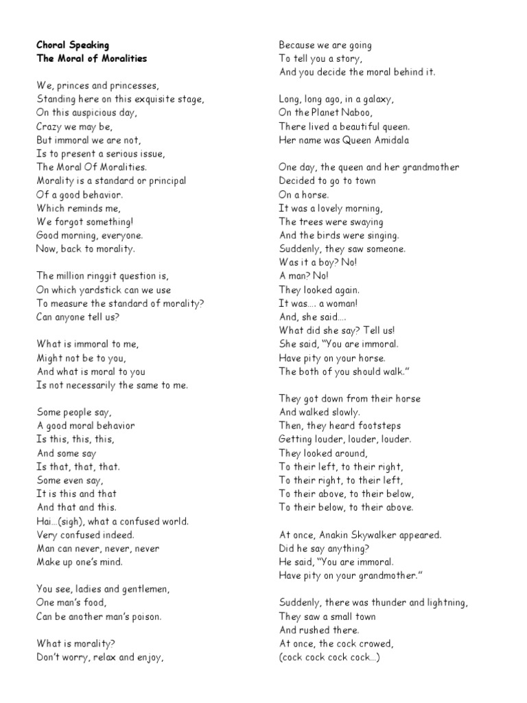 Choral Speaking Script For Primary School EDITED | PDF