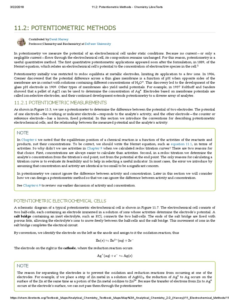 Potentiometric Methods - Q & A  Electrochemistry  Redox