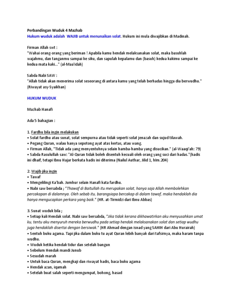 Perbandingan Wuduk 4 Mazhab Pdf