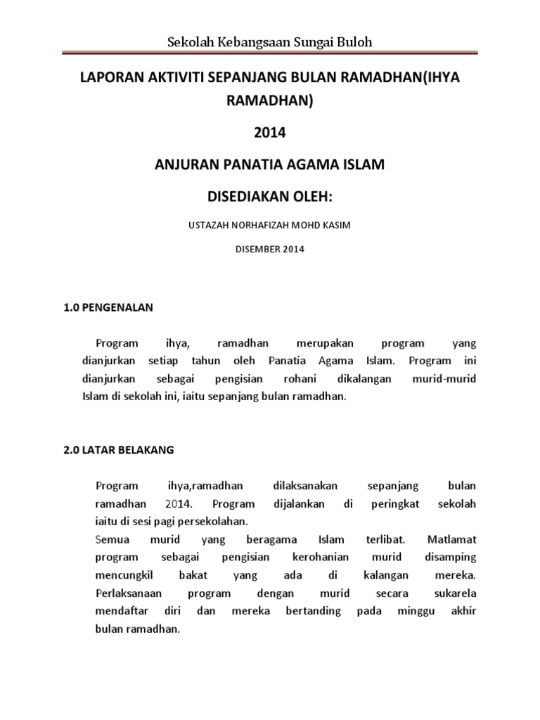 Laporan Ihya Ramadhan Pdf