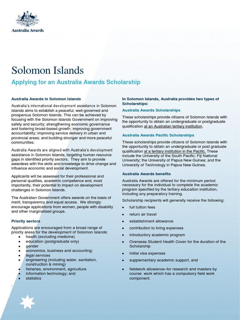 Solomon Islands Applying For An Australia Awards Scholarship PDF