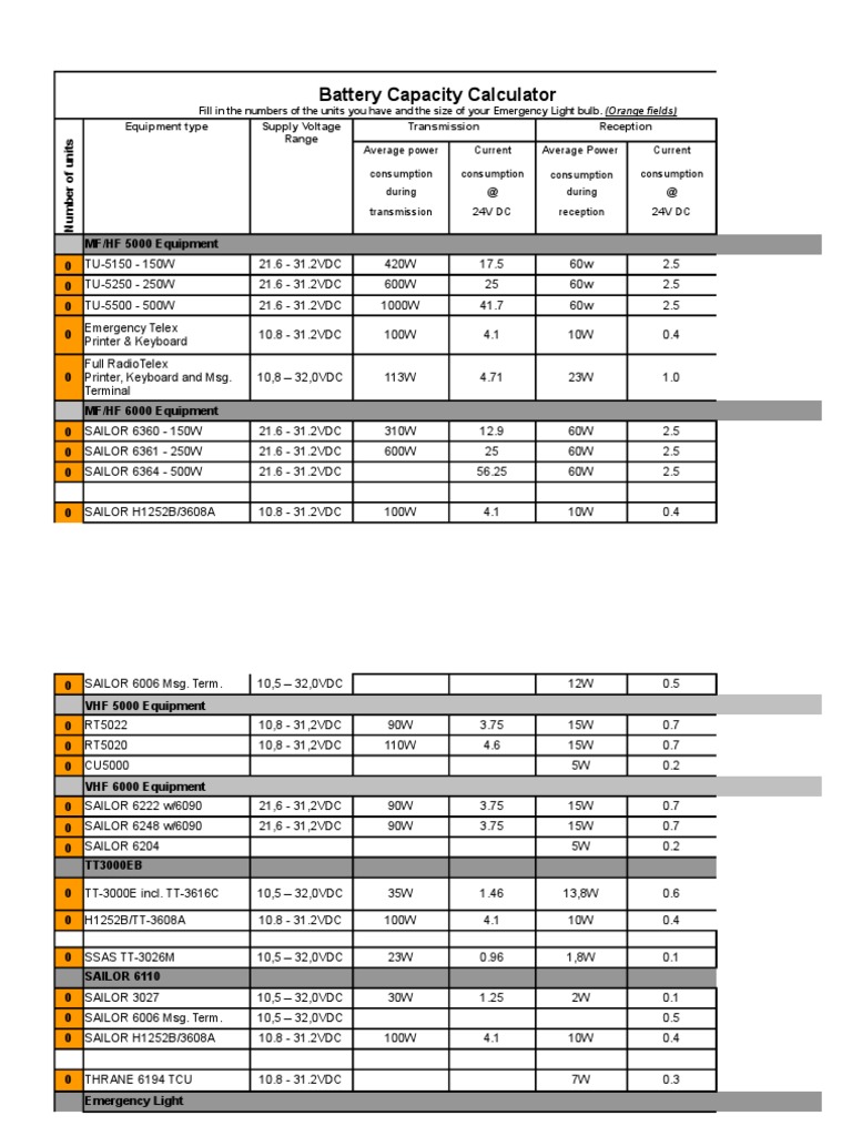 Battery Capacity Calculator Ver.4 Radio Battery (Electricity)