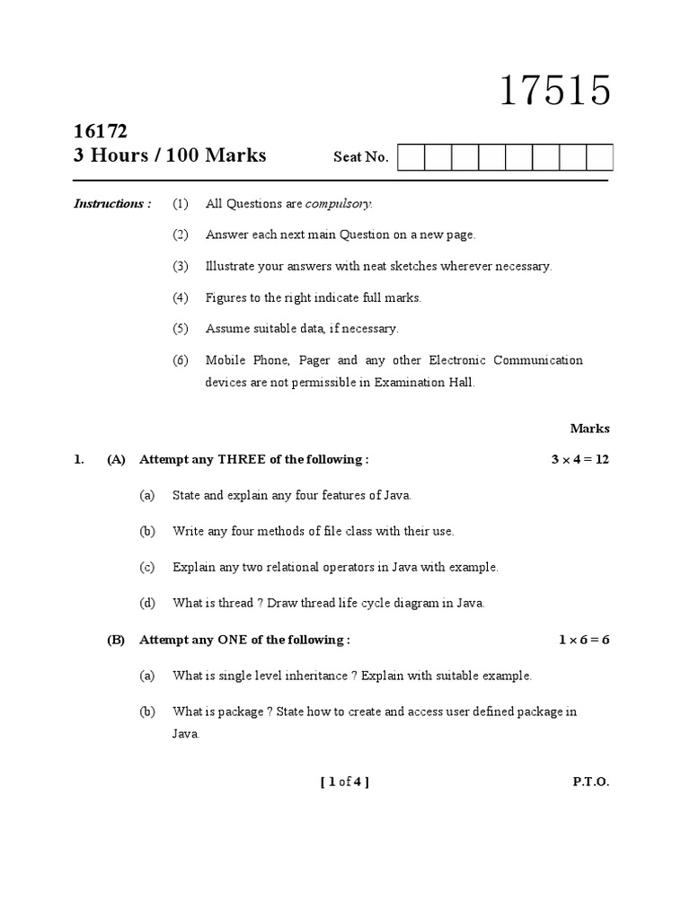 Java 2017 Summer Question Paper | PDF | Java (Programming Language ...