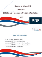 IRSE Seminar On 8th Jan'2010 New Delhi ERTMS Level 1 and Level 2: Products & Applications