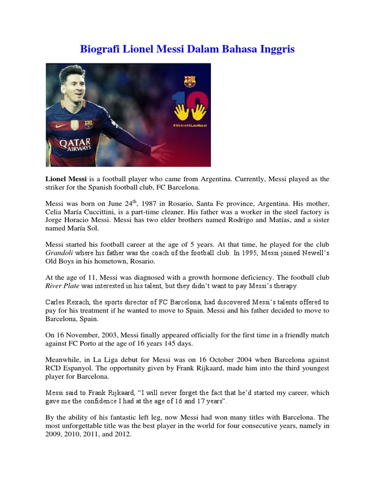 Biografi Lionel Messi Lionel Messi Fc Barcelona