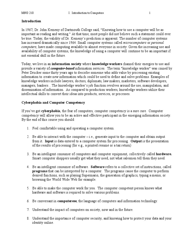 Introduction to Computer Competency | PDF | Personal Computers ...