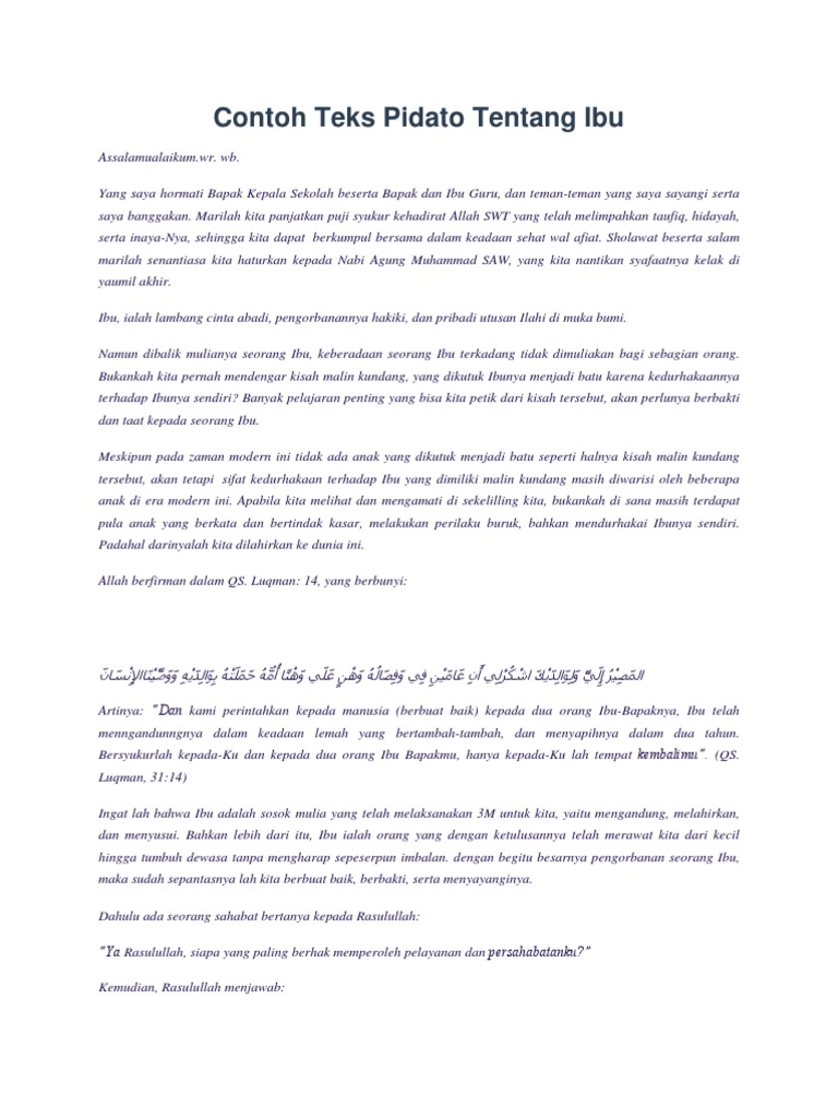 Contoh Teks Pidato Tentang Ibu