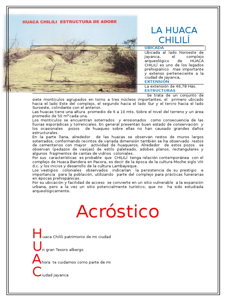 Huaca Chililí: Patrimonio de Jayanca | PDF | Cultura (general ...
