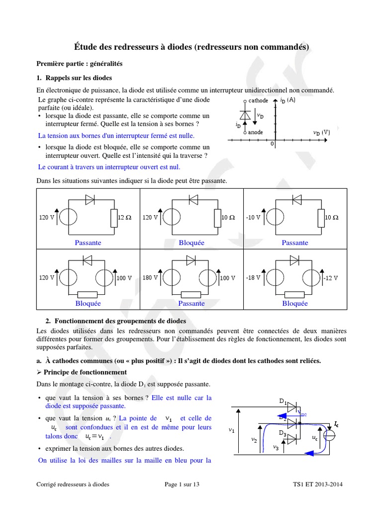 Circuit De Commande Et De Puissance Exercices Corrigés Pdf