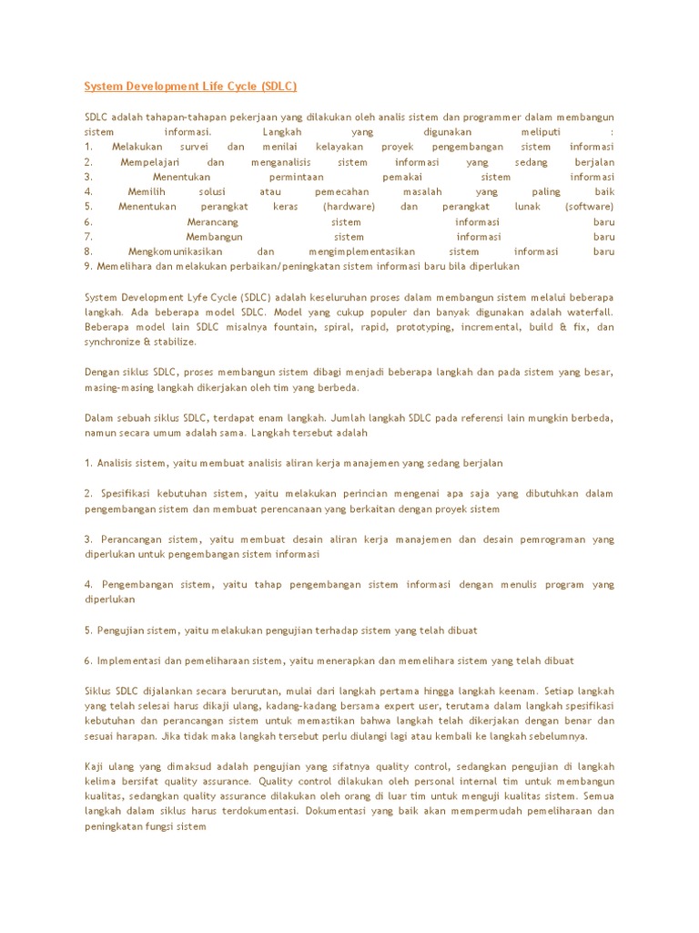 System Development Life Cycle | PDF