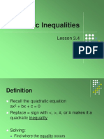 Quadratic Inequalities: Lesson 3.4