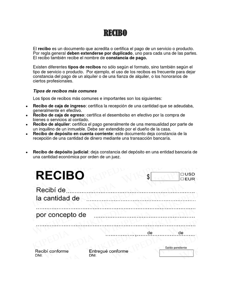 Documento Recibo De Pago Recibo Completo | PDF