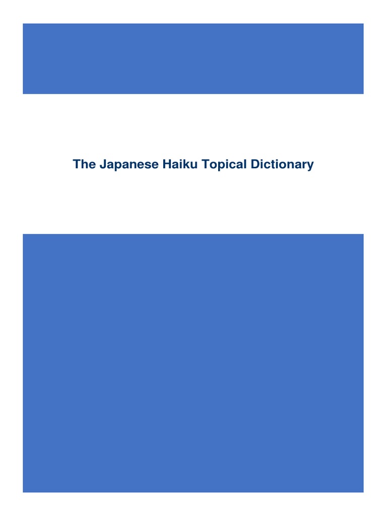 The Japanese Haiku Topical Dictionary Pdf