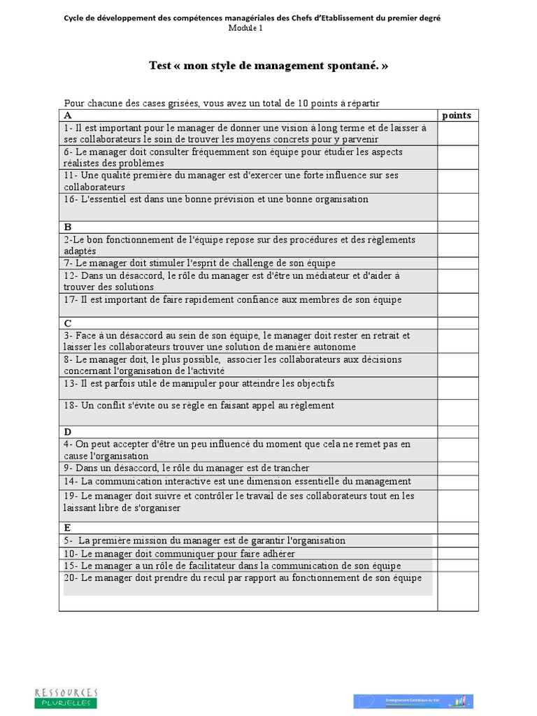Test de style de management gratuit | PDF | Science | Sciences humaines