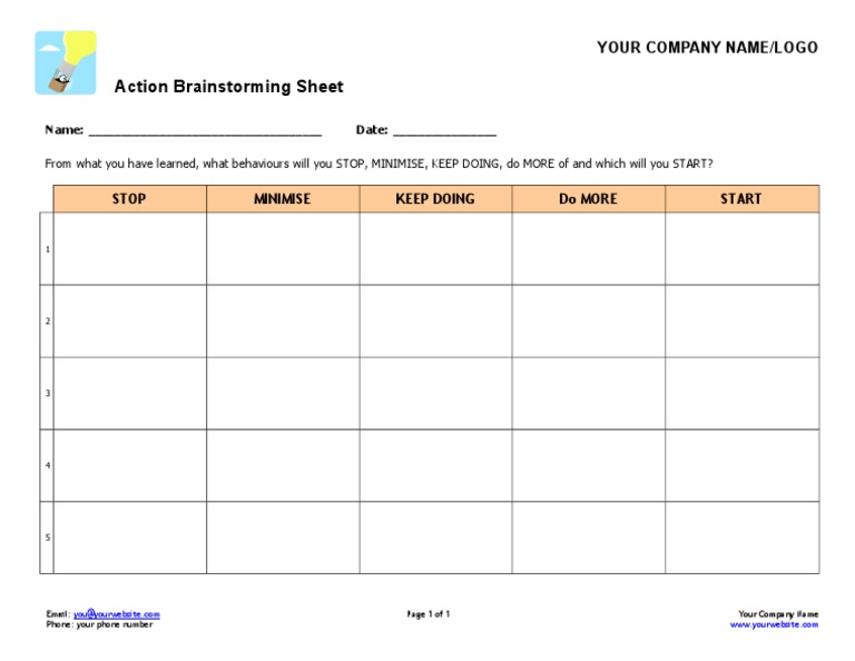 Action Brainstorming Sheet | PDF