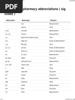 Medical and Pharmacy Abbreviations (Sig Codes)