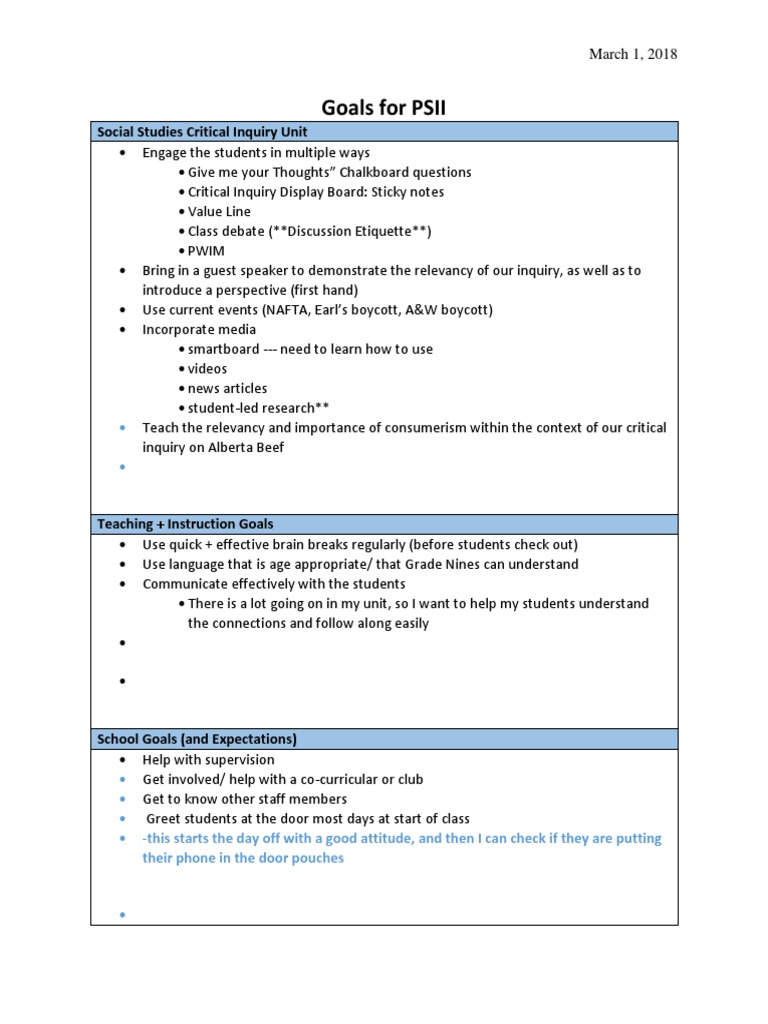 Goals For Psii | PDF | Semiotics | Learning
