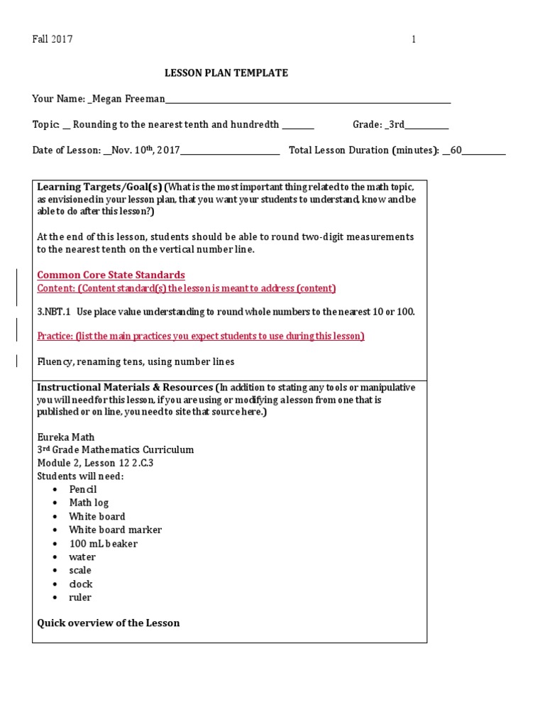 Lesson Plan Template: Common Core State Standards | PDF | Lesson Plan ...