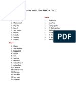 Schedule of Inspection