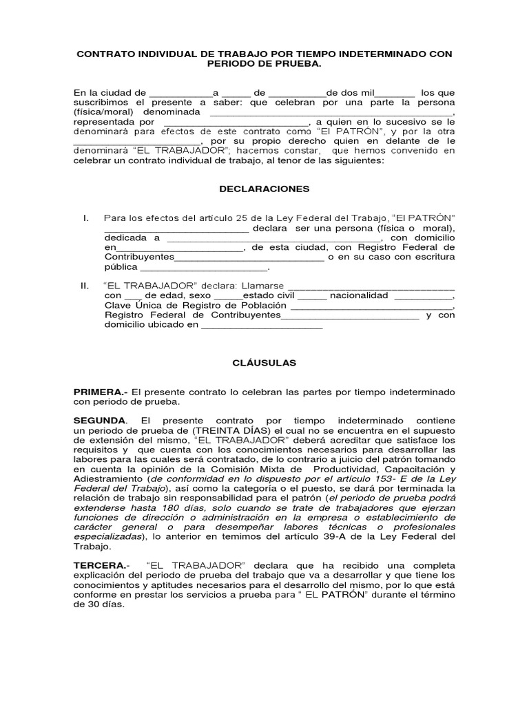Contrato Tiempo Indeterminado