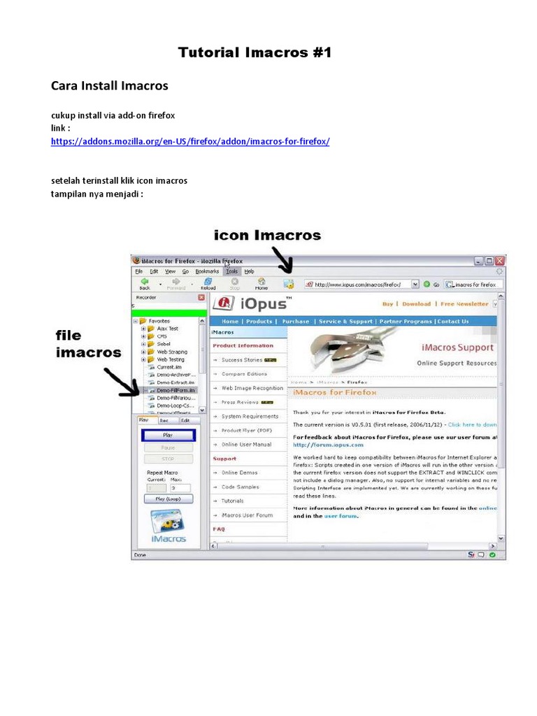 Panduan Instalasi dan Penggunaan iMacros | PDF