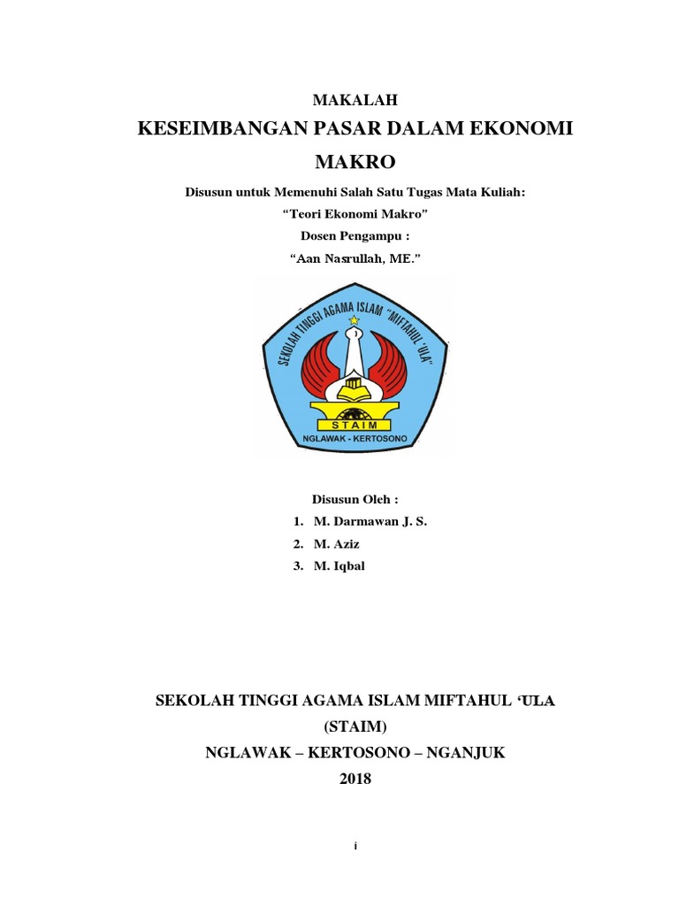 Makalah Keseimbangan Pasar Ekonomi Makro