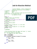 Matlab Code For Bisection Method: Clear