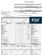 Learner Permanent Record For Elementary School (SF10-ES) : Republic of The Philippines Department of Education