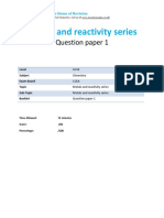 17.1 - Metals and Reactivity Series QP - Ccea Gcse Chemistry