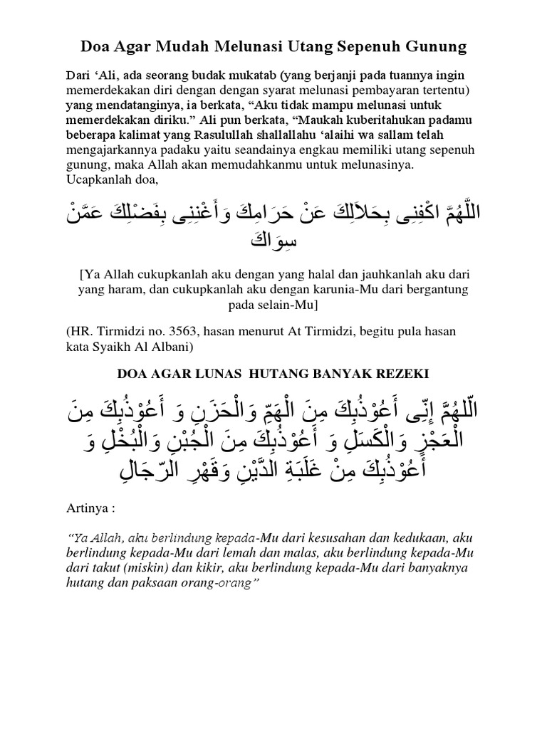 Doa Agar Mudah Melunasi Utang Sepenuh Gunung