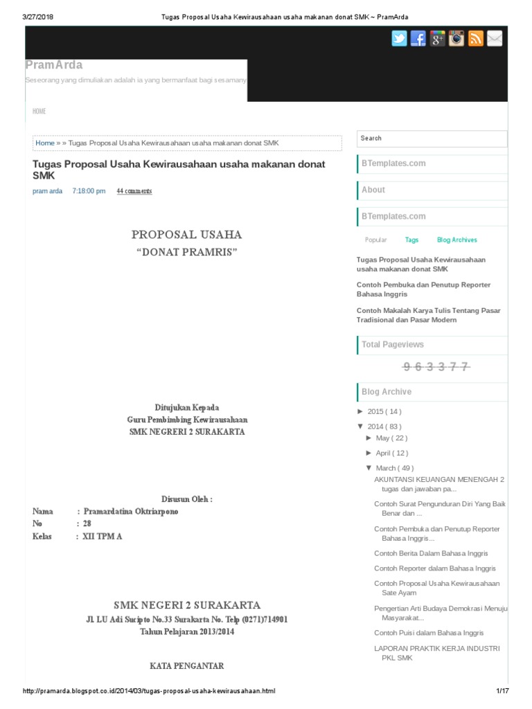 Contoh Proposal Bisnis Makanan Donat Contoh Makalah