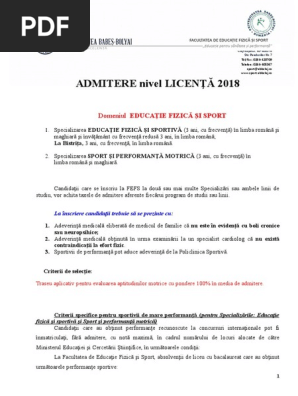 Admitere 2018 Licenta Criterii Si Calendar Efs Spm
