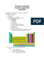 Physical Science Fourth Long Test Pointers: Periodic Table