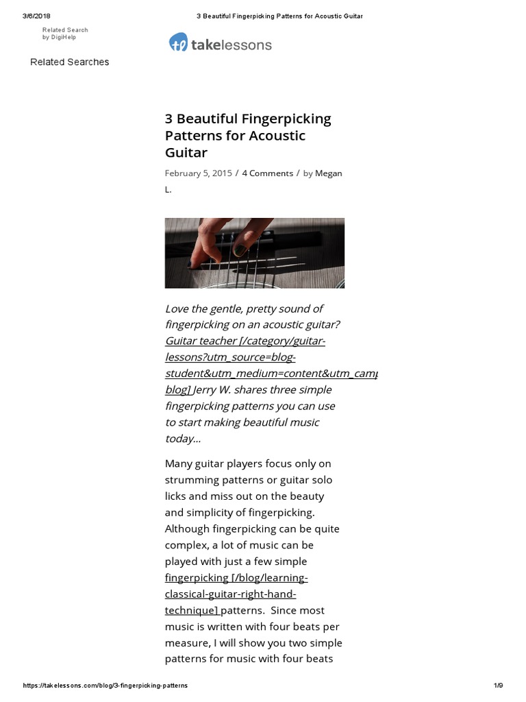 3 Beautiful Fingerpicking Patterns For Acoustic Guitar | PDF | Guitars ...