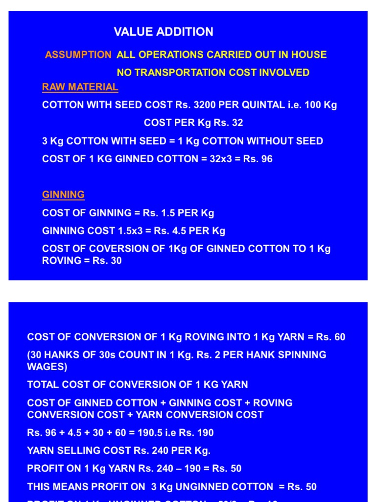 Cotton to Garments Value Addition