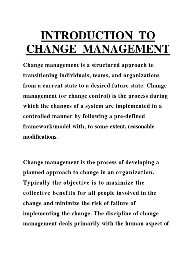 Introduction to change management pdf change management project
