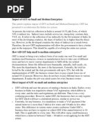 Impact of GST On Small and Medium Enterprises