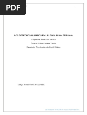 Los Derechos Humanos En La Legislacion Peruana Derechos Humanos