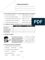 Prueba Diagnostica 5° - Matematica