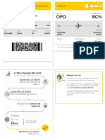 Cartões de embarque para viagem de Barcelona a Porto