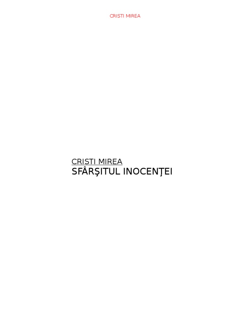 Cristi Mirea - Sfarsitul Inocentei | PDF
